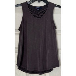 Girls Freshman Gray Criss-Cross Tank Top L